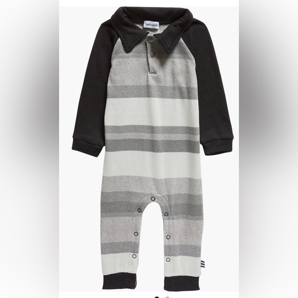 Splendid Grey Stripes Baby Romper NWT - Picture 1 of 1